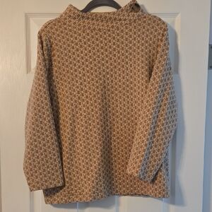 Ann Taylor Tan and Cream Geometric Knit Top